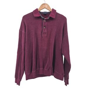 GANT Mens Burgundy Cotton Long Sleeve Polo Shirt Size Large